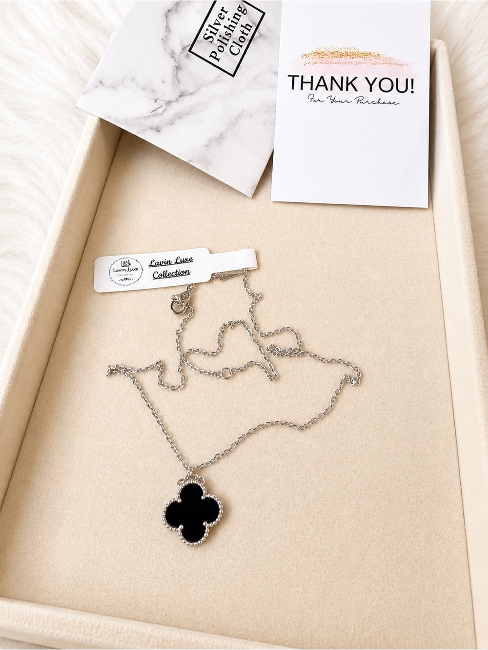 Black Clover Pendant Necklace - SILVER 925